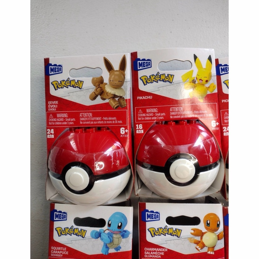 Pokémon Mega Construx Poke Ball w/ Pokemon character toy •4 total balls set •NIB - Picture 2 of 2